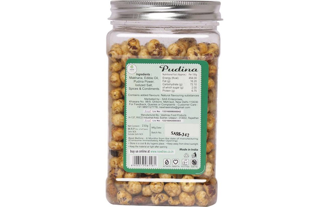New Tree Munchbox Roasted Mini Makhana, Pudina   Plastic Jar  150 grams